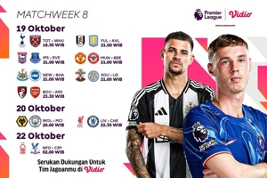 Jadwal Live Streaming Matchweek 8 Pertandingan Liga Inggris 2024/25 Pekan Ini di Vidio