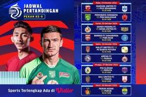 Jadwal Siaran Langsung BRI Liga 1 2024/25 Matchweek 9 di Vidio Pekan Ini