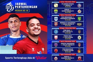 Jadwal Live Streaming Pertandingan BRI Liga 1 2024/25 Matchweek ke 10 di Vidio