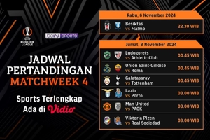 Jadwal Siaran Langsung Liga Europa 2024/25 Matchweek 4 di Vidio pekan Ini