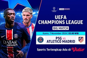 Live Streaming Liga Champions: PSG vs Atletico Madrid di Vidio Pekan Ini