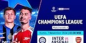 Link Live Streaming Liga Champion: Inter Milan vs Arsenal di Vidio