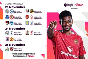 Jadwal Siaran Langsung Liga Inggris 2024/25 Matchweek 12 di Vidio Akhir Pekan Ini