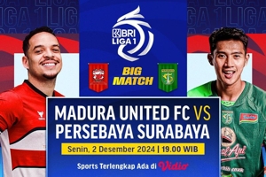 Siaran Langsung Big Match BRI Liga 1 2024/25: Madura United vs Persebaya di Vidio