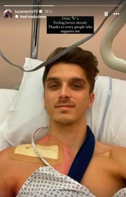 Luca Marini menjalani operasi pengangkatan plat tulang bahu pada 5 Desember 2024. (c) Instagram/LucaMarini10