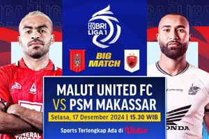 Link Live Streaming Big Match BRI Liga 1: Malut United vs PSM di Vidio