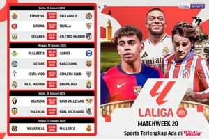 Jadwal dan Link Live Streaming La Liga 2024/25 Matchweek ke 20 di Vidio